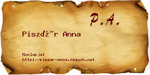 Piszár Anna névjegykártya
